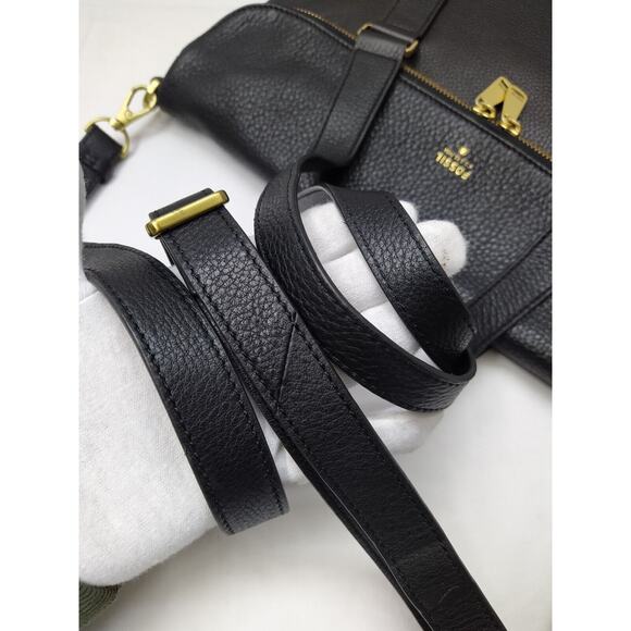 Fossil Black Pebbled Expandable Zipper Double Handles Satchel Shoulder Bag - Picture 6 of 16